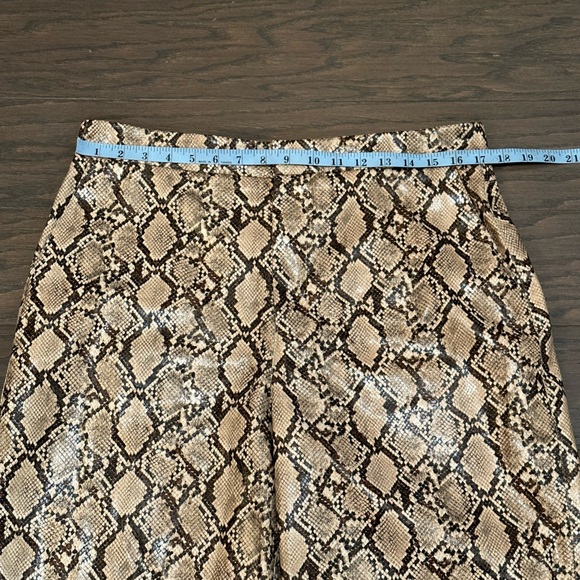 Zara Snake Print Faux Leather Pants Sand Brown High Waist XL - Picture 4 of 9
